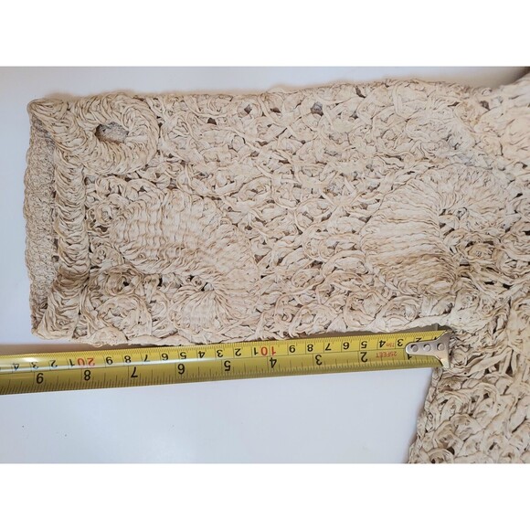 Lovely Vintage 1930s Ladies Handmade Ivory "Ribbon" Dress W/10 Button Back - Picture 10 of 16